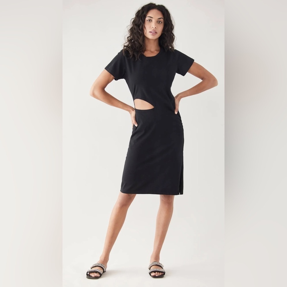 🎀REVOLVE X LNA cotton Alek Womens Ruched Midi T-Shirt Dress xs made in U…
